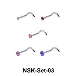 5 Silver Nose Stud Sets NSK-SET-03